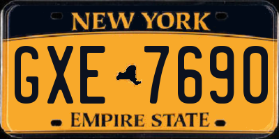 NY license plate GXE7690