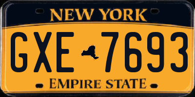 NY license plate GXE7693