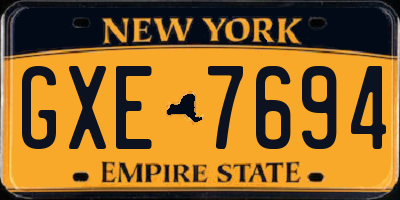 NY license plate GXE7694
