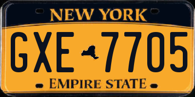 NY license plate GXE7705