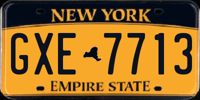 NY license plate GXE7713