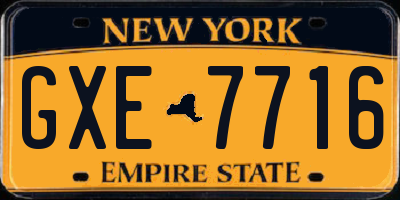 NY license plate GXE7716