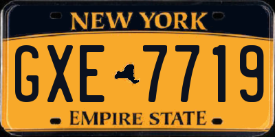 NY license plate GXE7719