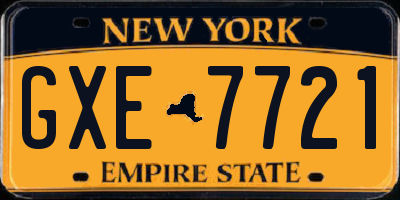 NY license plate GXE7721