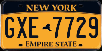 NY license plate GXE7729