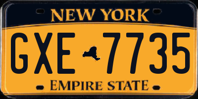 NY license plate GXE7735