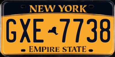 NY license plate GXE7738