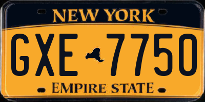 NY license plate GXE7750
