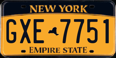 NY license plate GXE7751