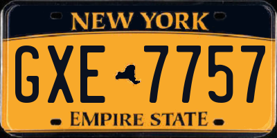 NY license plate GXE7757