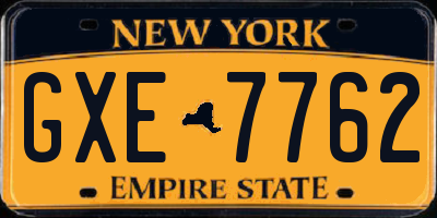 NY license plate GXE7762