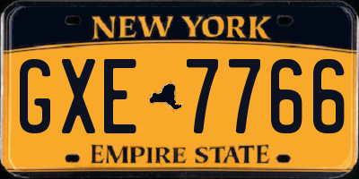 NY license plate GXE7766