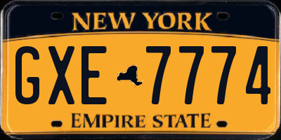 NY license plate GXE7774