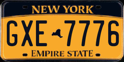 NY license plate GXE7776