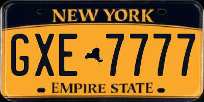 NY license plate GXE7777