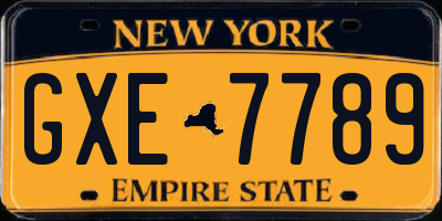 NY license plate GXE7789