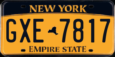 NY license plate GXE7817