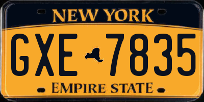 NY license plate GXE7835