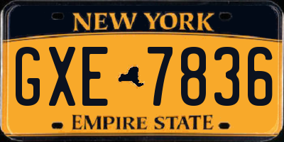 NY license plate GXE7836