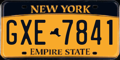 NY license plate GXE7841