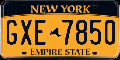 NY license plate GXE7850
