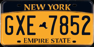 NY license plate GXE7852