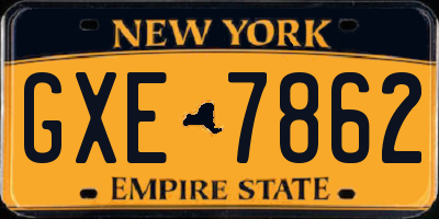 NY license plate GXE7862