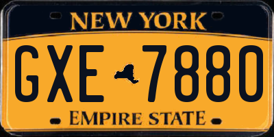 NY license plate GXE7880