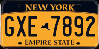 NY license plate GXE7892