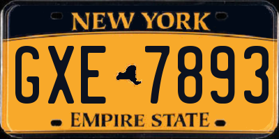 NY license plate GXE7893