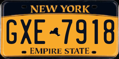 NY license plate GXE7918