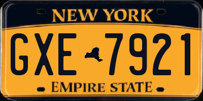 NY license plate GXE7921