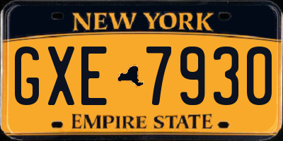 NY license plate GXE7930