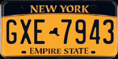 NY license plate GXE7943
