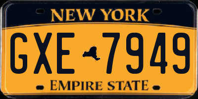 NY license plate GXE7949