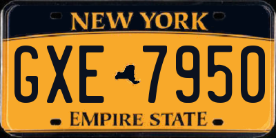 NY license plate GXE7950