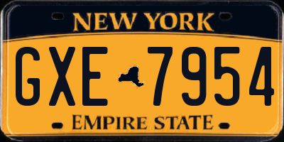 NY license plate GXE7954