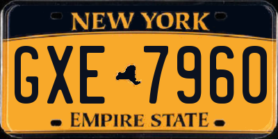 NY license plate GXE7960
