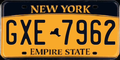 NY license plate GXE7962