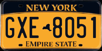 NY license plate GXE8051