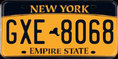NY license plate GXE8068