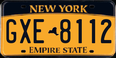 NY license plate GXE8112