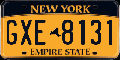 NY license plate GXE8131