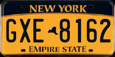 NY license plate GXE8162