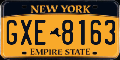 NY license plate GXE8163