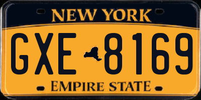 NY license plate GXE8169