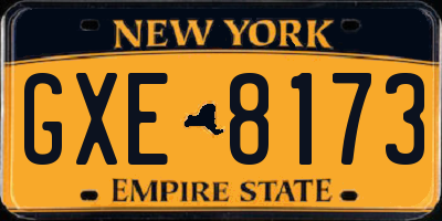 NY license plate GXE8173
