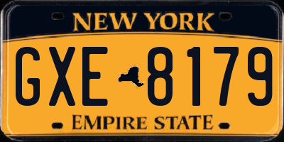 NY license plate GXE8179