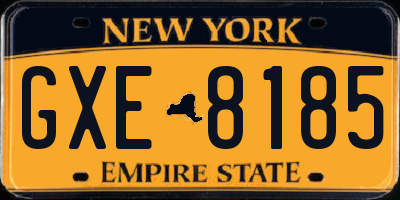 NY license plate GXE8185