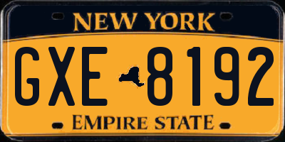 NY license plate GXE8192